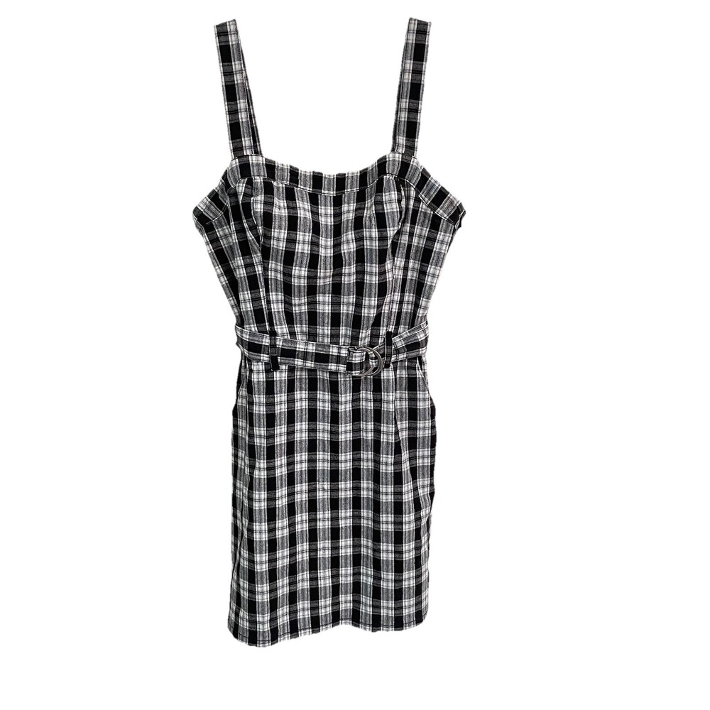 Hollister Y2K School Girl Preppy Black White Plaid Mini Romper Dress Size‎ M NEW